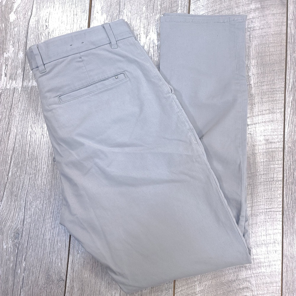 AllSaints Park Chino Pants Mens Size 34x31 Gray Slim Fit Stretch Button Fly